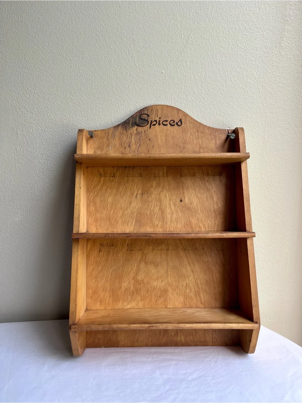 Vintage Wooden Spice Rack Wall Shelf - Natural Wood